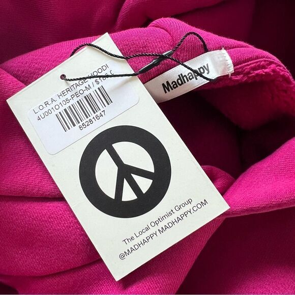 Madhappy Local Optimist Fleece Hoodie Sweatshirt in Peony Medium NEW - Picture 7 of 9